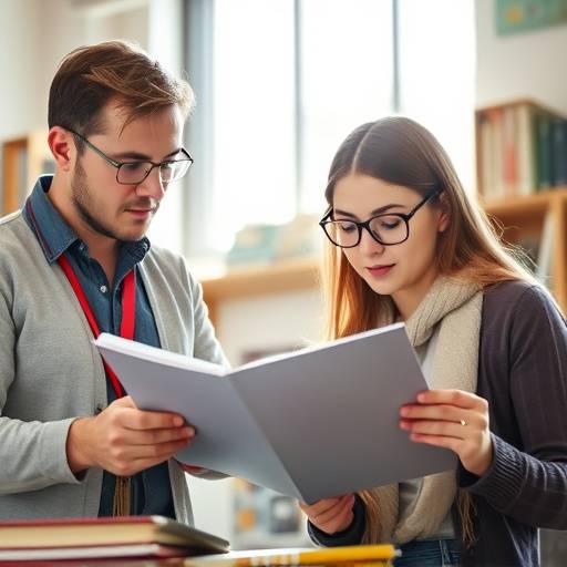 A tutor reviewing an essay with a student, highlighting key areas for improvement.